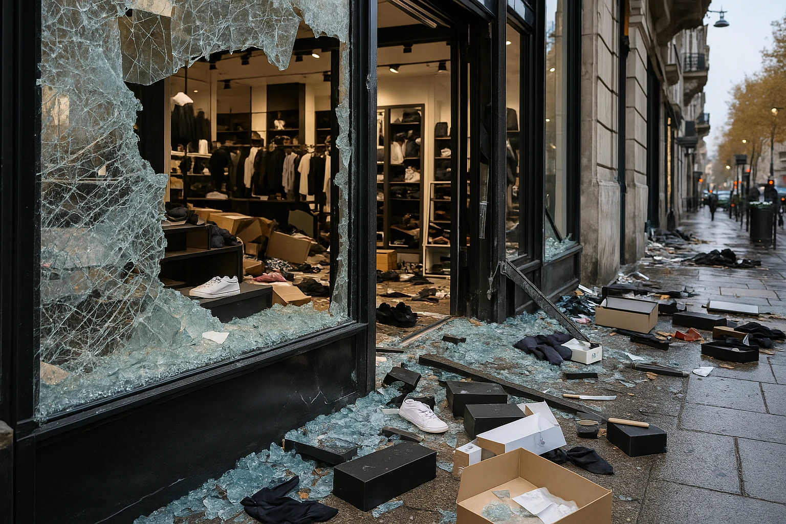 Looted shop window, 17 October