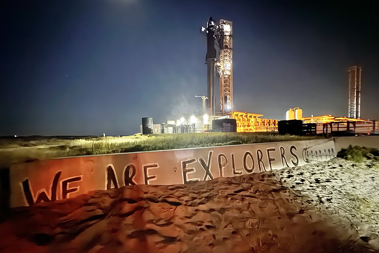 Starship on its launch pad, Texas, 2024