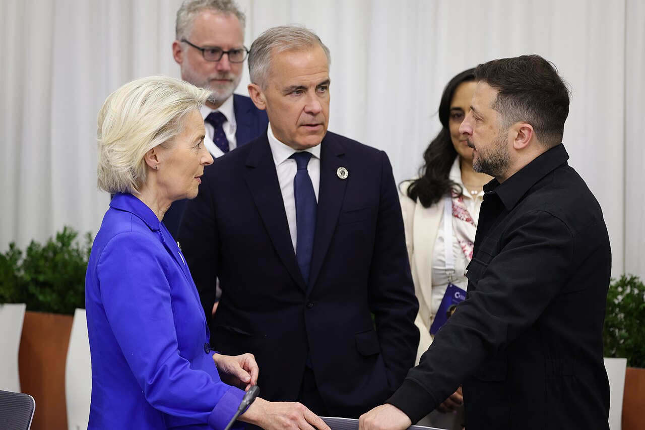 Zelensky with von der Leyen and Carney, Yerevan, 2026