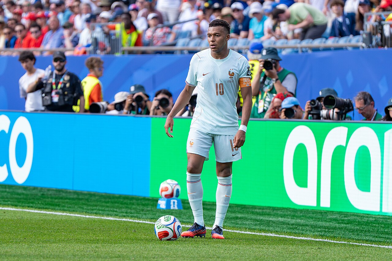 Kylian Mbappé with France against Morocco, 9 July (provisional photo)